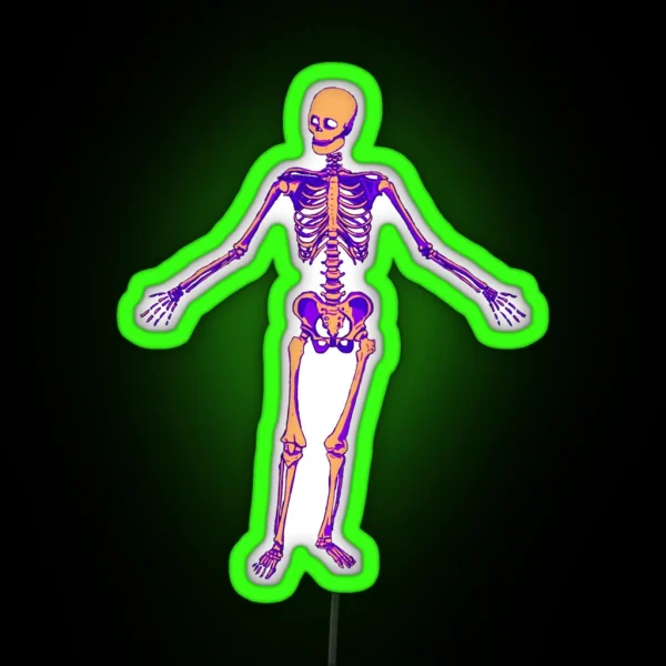 Dance With Death Preppy Skeleton Dancing Skeleton RGB Neon Sign