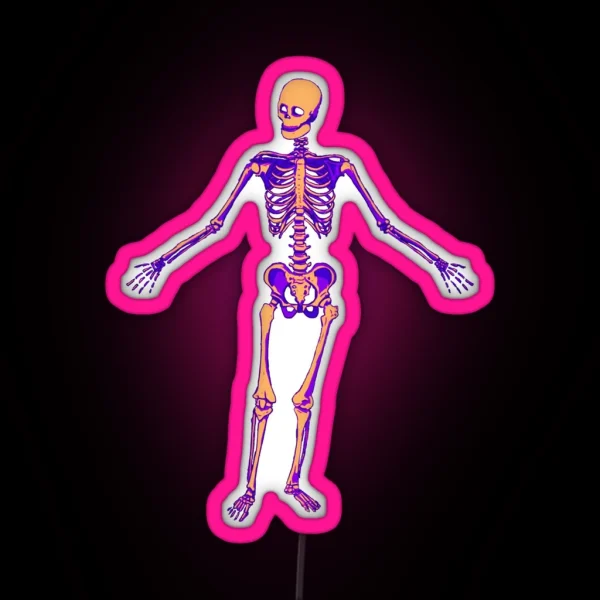 Dance With Death Preppy Skeleton Dancing Skeleton RGB Neon Sign