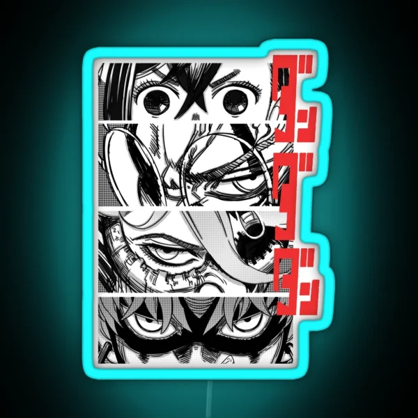 Dandadan Anime Eyes W Red Kanji RGB Neon Sign