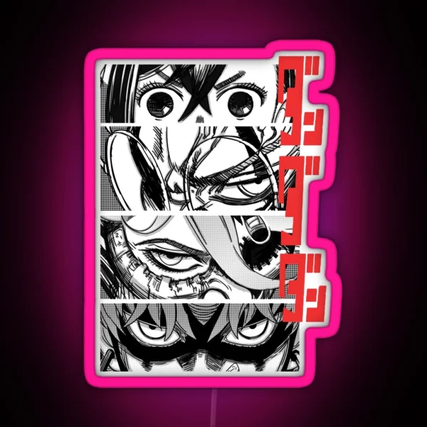 Dandadan Anime Eyes W Red Kanji RGB Neon Sign