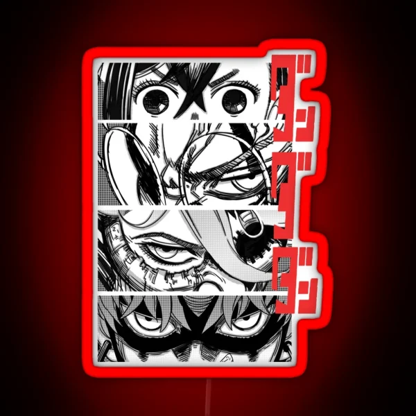 Dandadan Anime Eyes W Red Kanji RGB Neon Sign