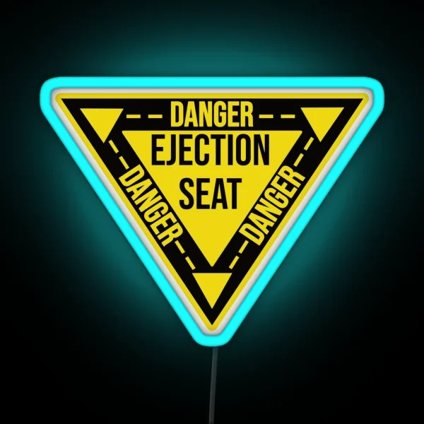 Danger Ejection Seat Led Airplane Navy Pilot Aircraft Triangle RGB Neon Sign