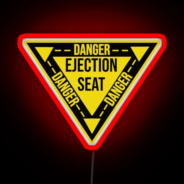 Danger Ejection Seat Led Airplane Navy Pilot Aircraft Triangle RGB Neon Sign