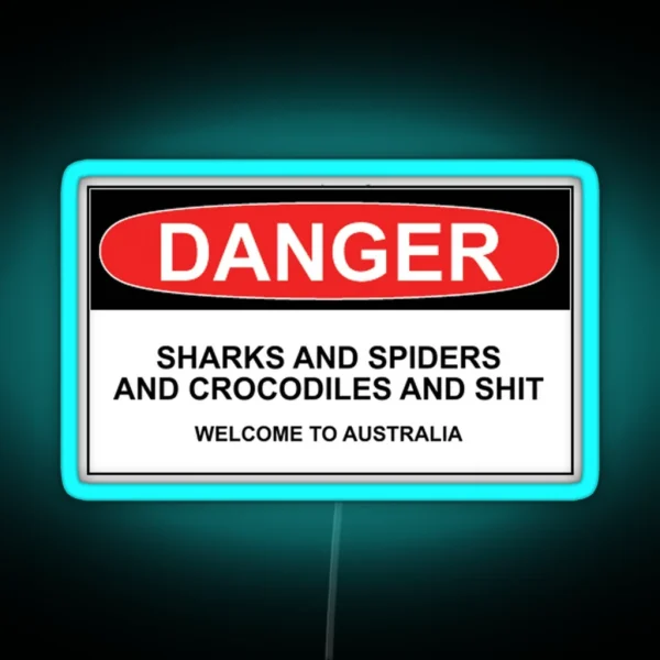 Danger Sharks And Spiders And Crocodiles And RGB Neon Sign