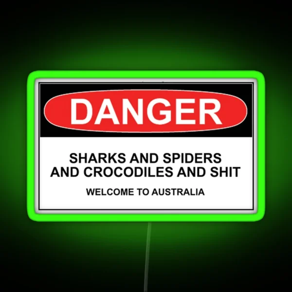 Danger Sharks And Spiders And Crocodiles And RGB Neon Sign