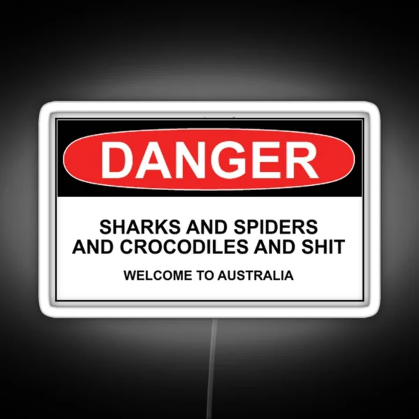 Danger Sharks And Spiders And Crocodiles And RGB Neon Sign