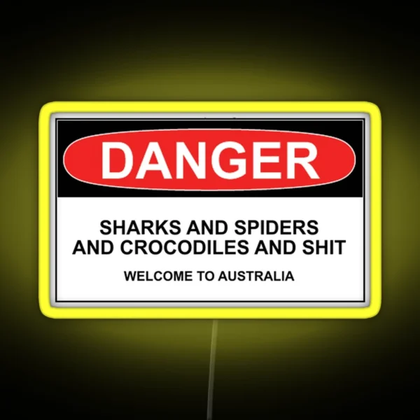 Danger Sharks And Spiders And Crocodiles And RGB Neon Sign