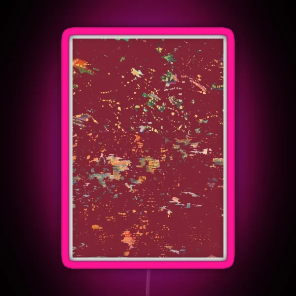 Dark Red Bohemian Fiber Art Mixed Media RGB Neon Sign