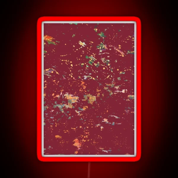 Dark Red Bohemian Fiber Art Mixed Media RGB Neon Sign
