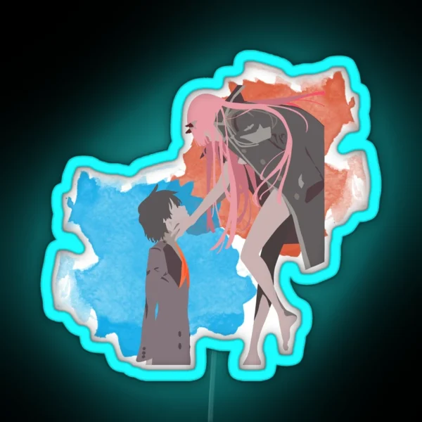 DARLING In The FRANXX Minimalist Hiro And Zero Two RGB Neon Sign