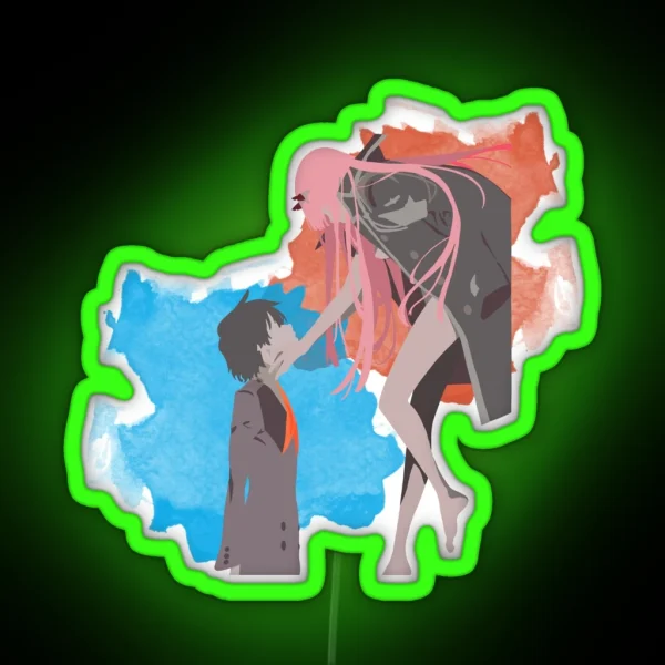 DARLING In The FRANXX Minimalist Hiro And Zero Two RGB Neon Sign