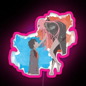 DARLING In The FRANXX Minimalist Hiro And Zero Two RGB Neon Sign