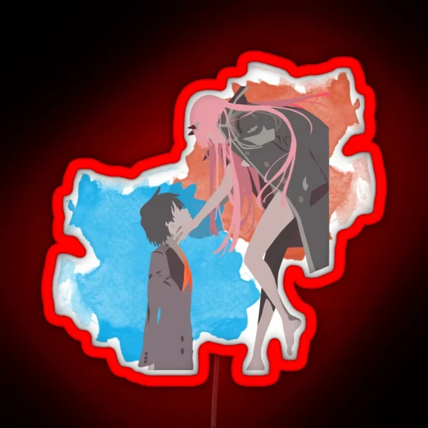 DARLING In The FRANXX Minimalist Hiro And Zero Two RGB Neon Sign