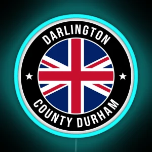 Darlington County Durham United Kingdom Flag RGB Neon Sign