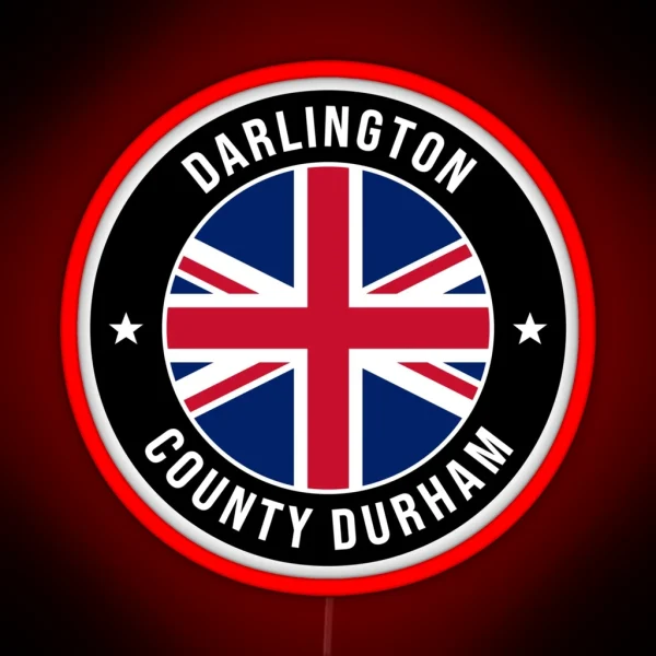 Darlington County Durham United Kingdom Flag RGB Neon Sign