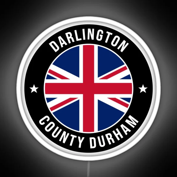 Darlington County Durham United Kingdom Flag RGB Neon Sign