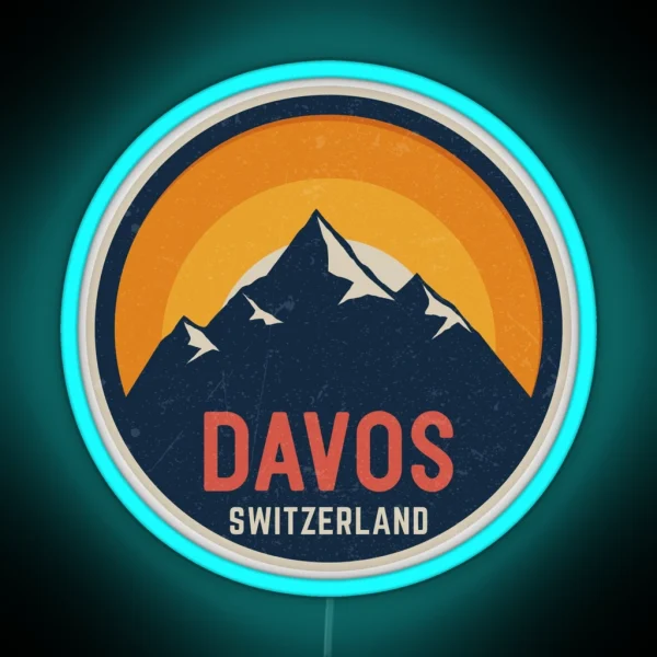 Davos Switzerland Mountain Design RGB Neon Sign
