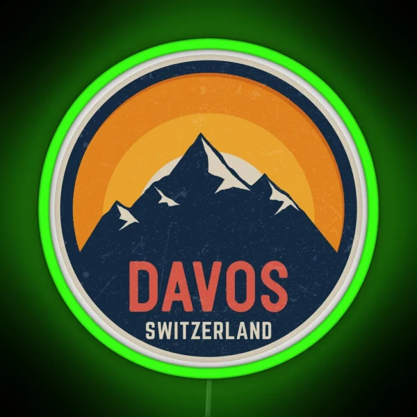 Davos Switzerland Mountain Design RGB Neon Sign