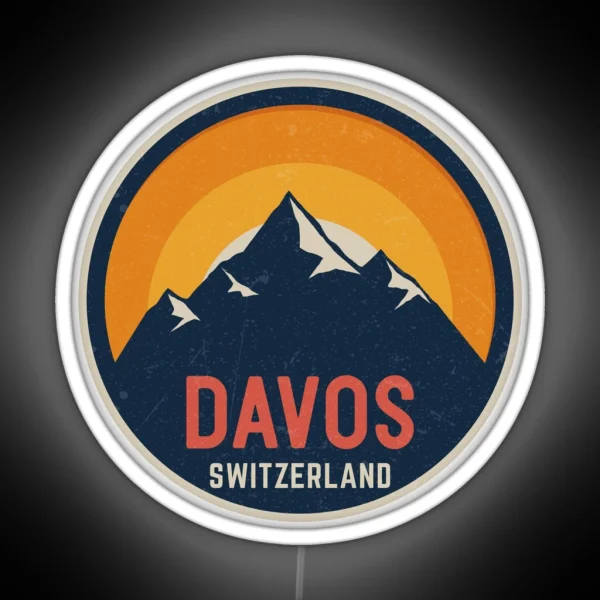 Davos Switzerland Mountain Design RGB Neon Sign