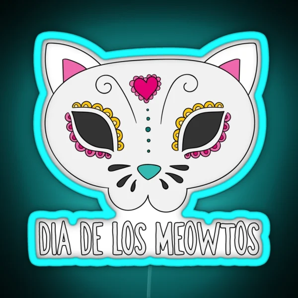 Day Of The Dead Kitty Cat Led RGB Neon Sign