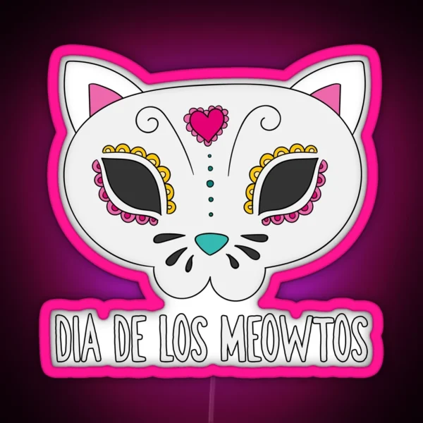 Day Of The Dead Kitty Cat Led RGB Neon Sign