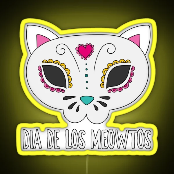 Day Of The Dead Kitty Cat Led RGB Neon Sign