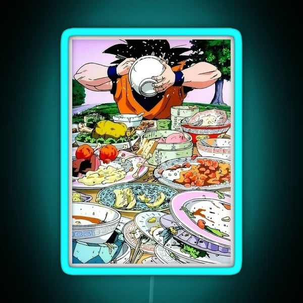 DBZ Goku Eating RGB Neon Sign