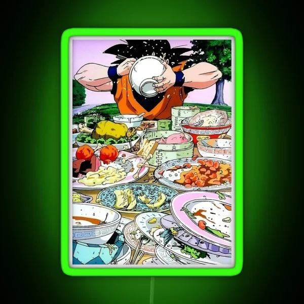DBZ Goku Eating RGB Neon Sign