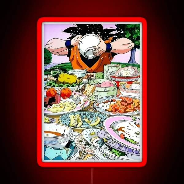 DBZ Goku Eating RGB Neon Sign