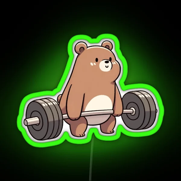 Deadlifting Bear RGB Neon Sign