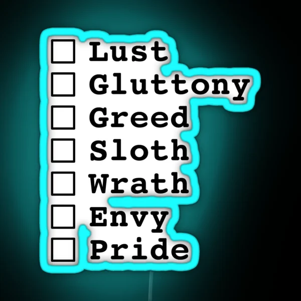Deadly Sins Check List RGB Neon Sign