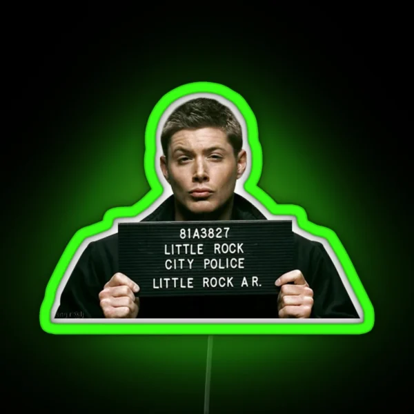 Dean Winchester Mugshot RGB Neon Sign