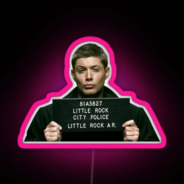 Dean Winchester Mugshot RGB Neon Sign