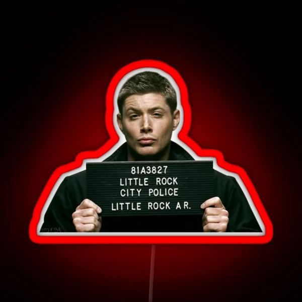 Dean Winchester Mugshot RGB Neon Sign