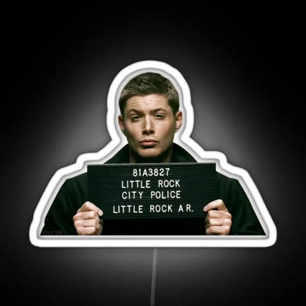 Dean Winchester Mugshot RGB Neon Sign