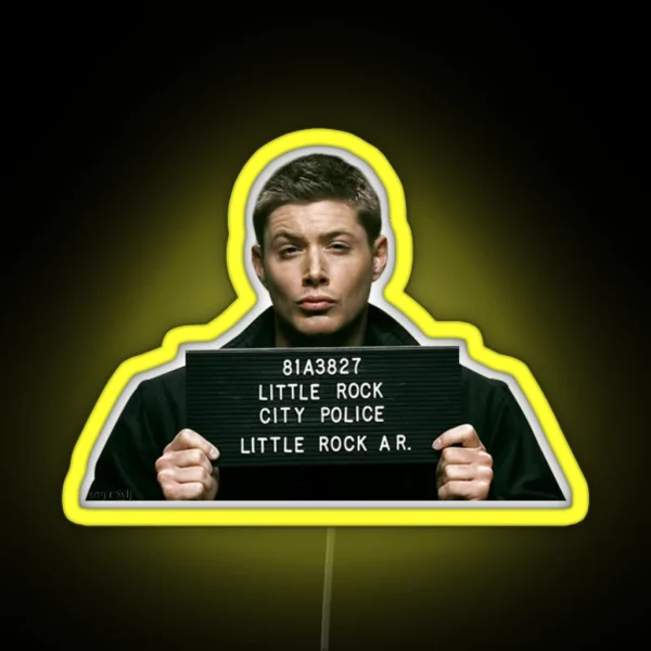 Dean Winchester Mugshot RGB Neon Sign