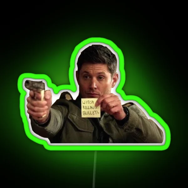 Dean Winchester Witch Killing Bullets RGB Neon Sign