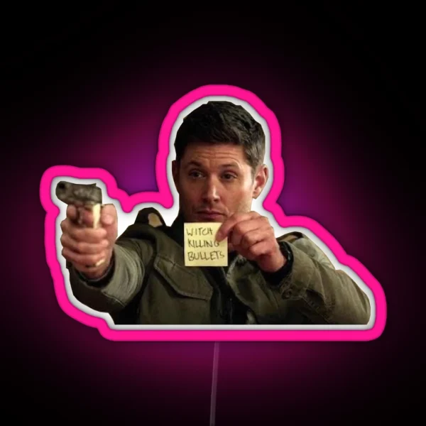 Dean Winchester Witch Killing Bullets RGB Neon Sign