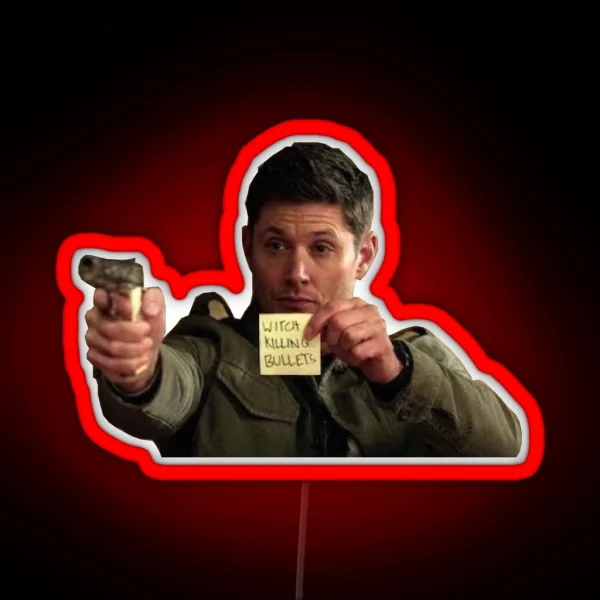 Dean Winchester Witch Killing Bullets RGB Neon Sign