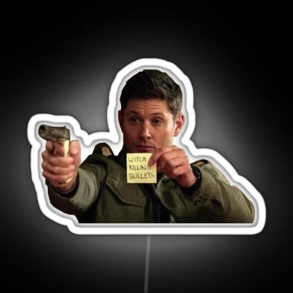 Dean Winchester Witch Killing Bullets RGB Neon Sign