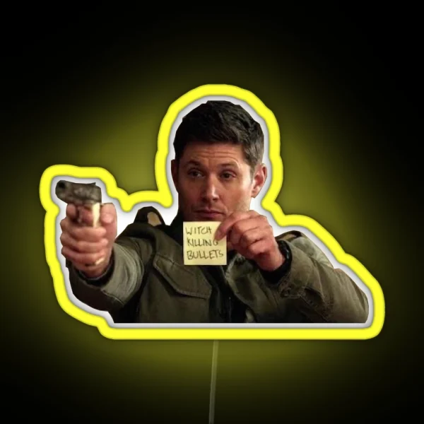 Dean Winchester Witch Killing Bullets RGB Neon Sign