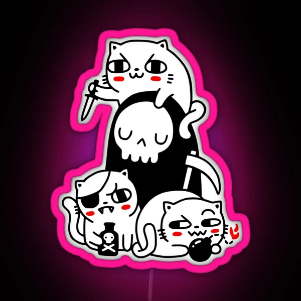 Death Is A Cat Person RGB Neon Sign