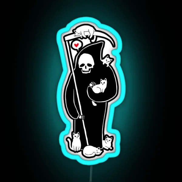 Death Is A Cat Person RGB Neon Sign