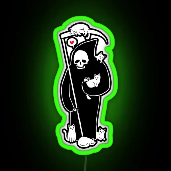 Death Is A Cat Person RGB Neon Sign