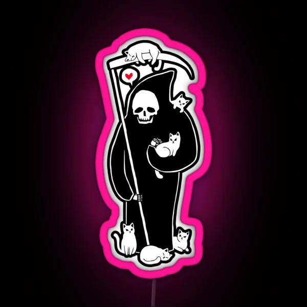 Death Is A Cat Person RGB Neon Sign