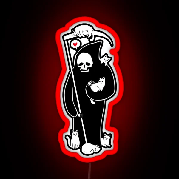Death Is A Cat Person RGB Neon Sign