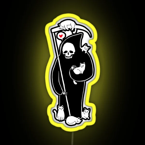 Death Is A Cat Person RGB Neon Sign