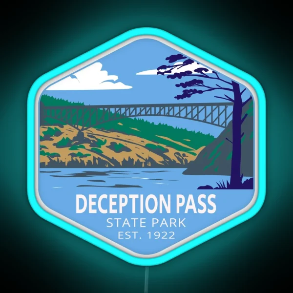 Deception Pass State Park Washington RGB Neon Sign