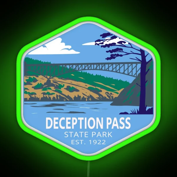 Deception Pass State Park Washington RGB Neon Sign