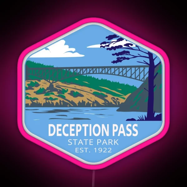 Deception Pass State Park Washington RGB Neon Sign